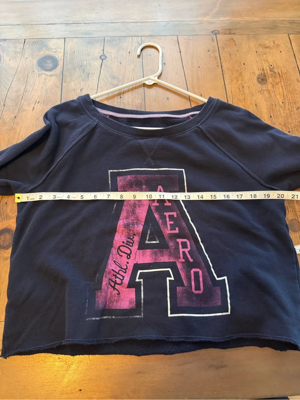 Aeropostale Navy Blue Crop Sweatshirt Pullover Athletic Dept Large L